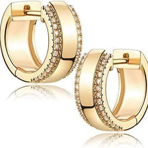 Gold Dainty Huggie Hoop Earring,18K Gold Plated Cute Tiny Drop Ball Hoop Earring
